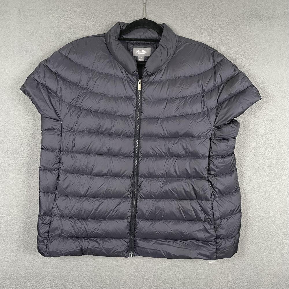 Martha Stewart Jacket Womens XL Black Puffer Quilted Insulated Short Sleeve